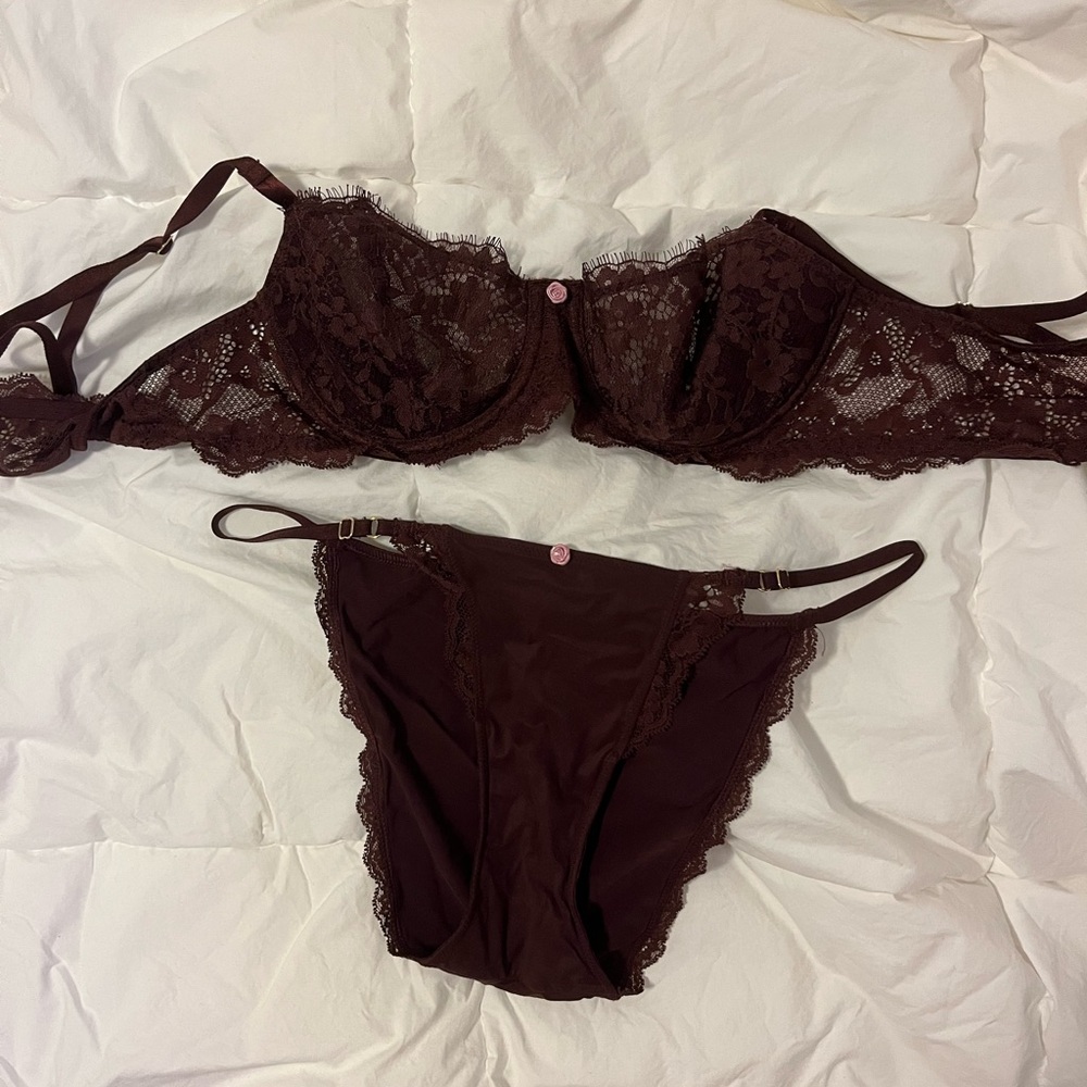 NWOT burgundy lingerie set